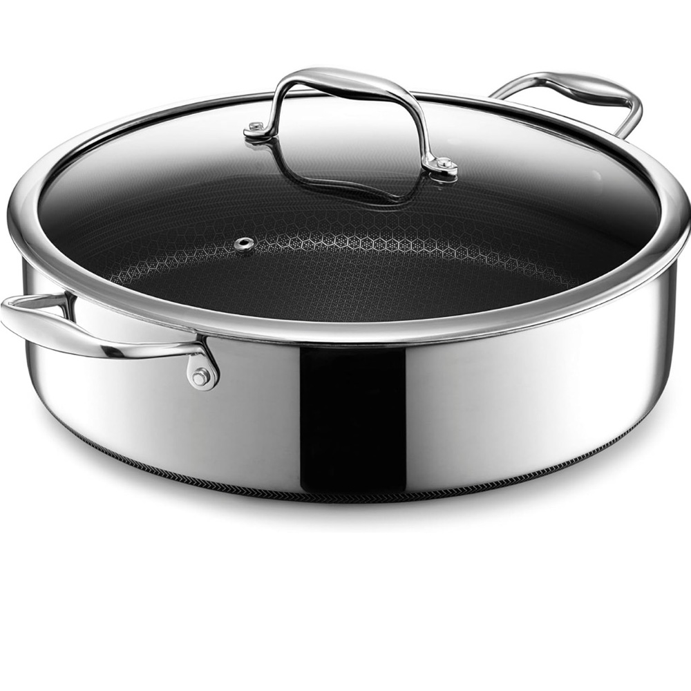 HexClad Hybrid Deep Sauté Pan/Chicken Fryer with Lid, 7-Qt - Picture 6 of 6